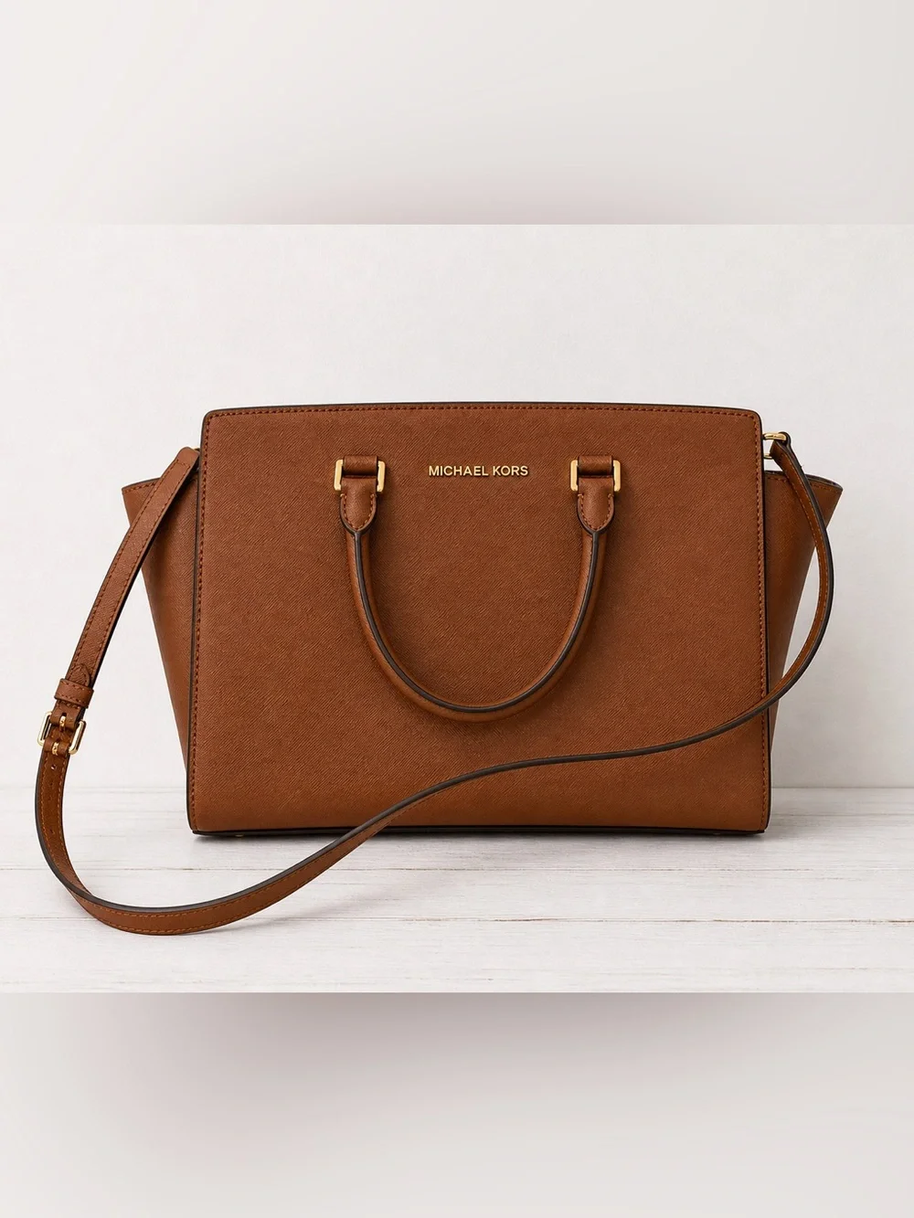 Michael Kors Brown Saffiano Leather Satchel